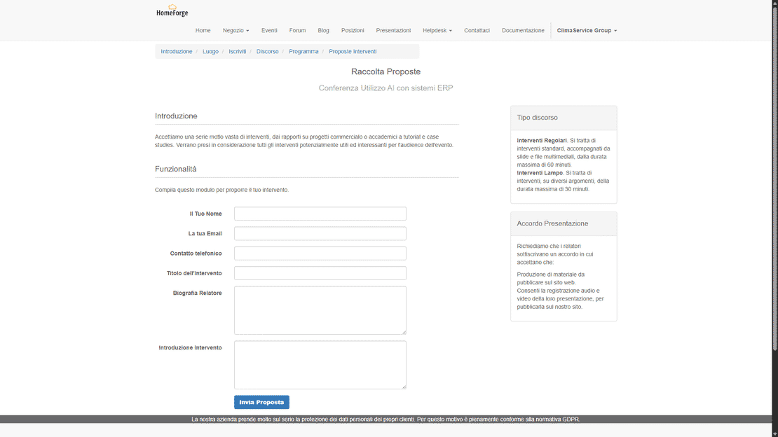 Gestione degli interventi e dell'agenda