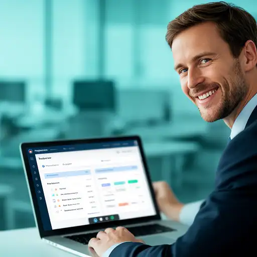 Cliente business soddisfatto in videochiamata mentre l’azienda usa Zelo ERP per gestire il know how aziendale