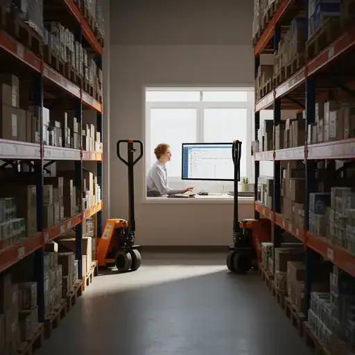 Magazzino organizzato con prodotti disponibili grazie a gestione acquisti efficiente.